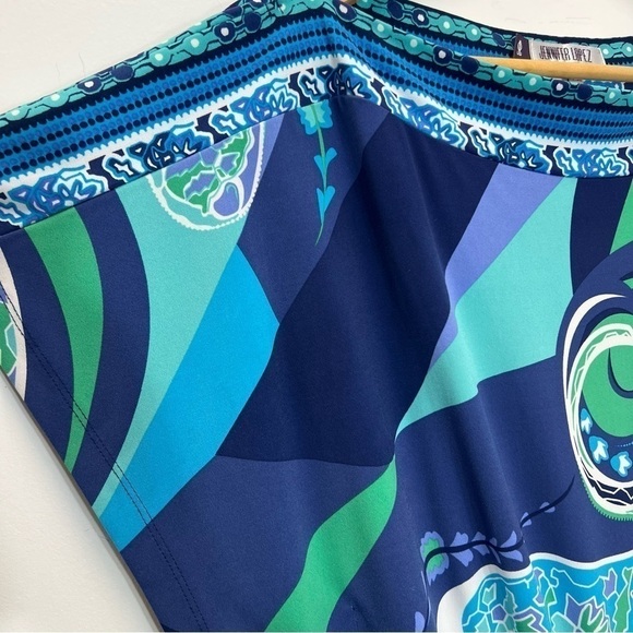 Jennifer Lopez JLO Paisley Blouson Dolman Sleeve Wide Neck Dress Belt Small S - Picture 3 of 5